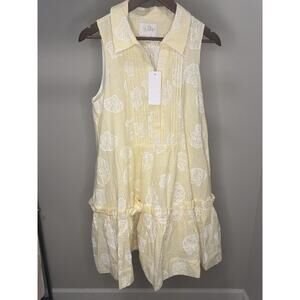 Lilly Pulitzer Yellow Shell Print Poplin Collared Sleeveless Dress size M
